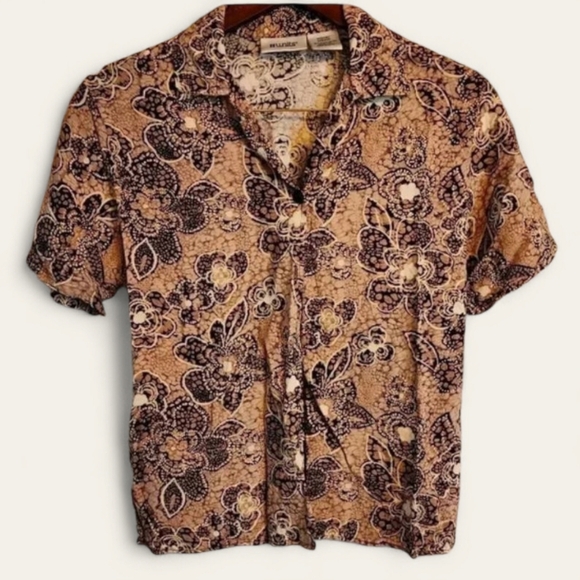 Units Vintage Floral Button-Up Blouse - Size Medium - Picture 1 of 5
